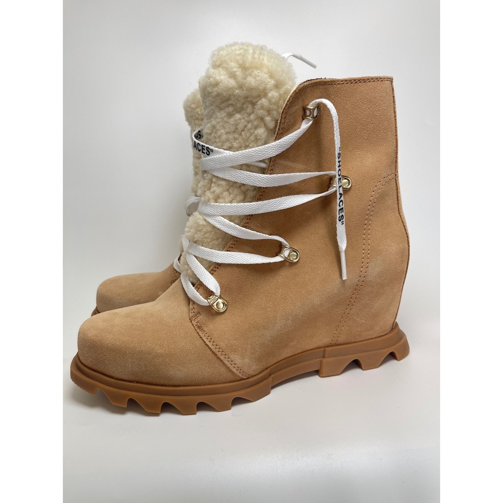 Sorel Joan of Arctic Next Joan Lace Wedge Boots Tan Suede NL4368-253 Womens 10